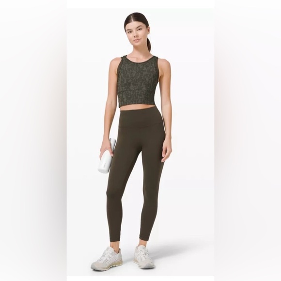 Lululemon Power Pivot Tank Crop Tough Heathered Black Asphalt Grey Size 8 - Picture 4 of 16